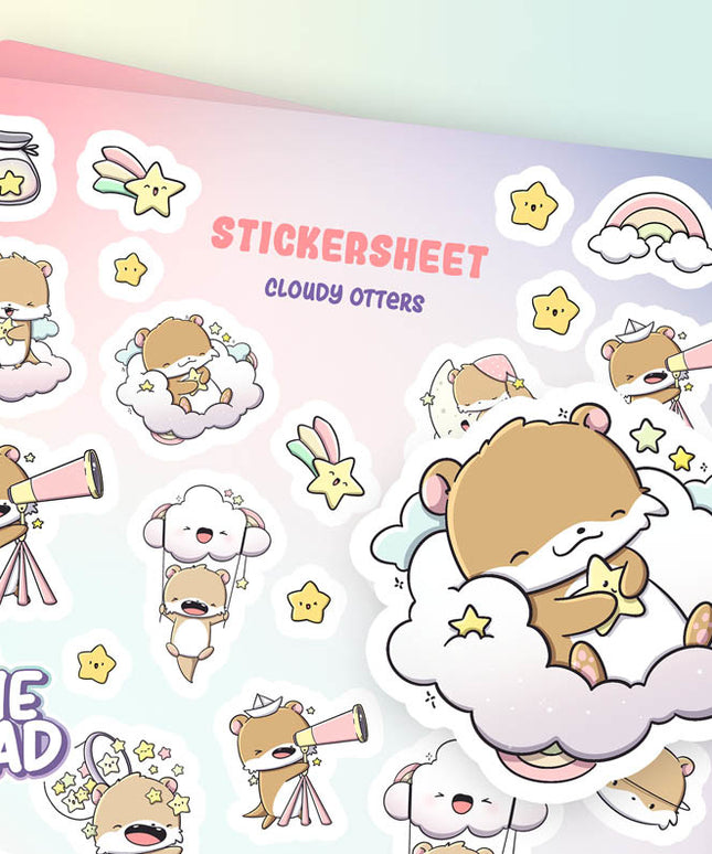 Stickervel Cloudy Otters - CutieSquad - CuteStuff.nl