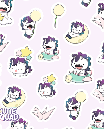 Stickervel Cloudy Unicorns - CutieSquad - CuteStuff.nl