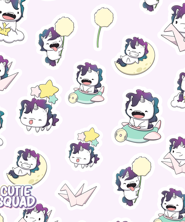 Stickervel Cloudy Unicorns - CutieSquad - CuteStuff.nl