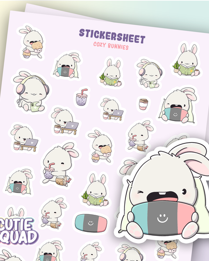 Stickervel Cozy Bunnies - CutieSquad - CuteStuff.nl