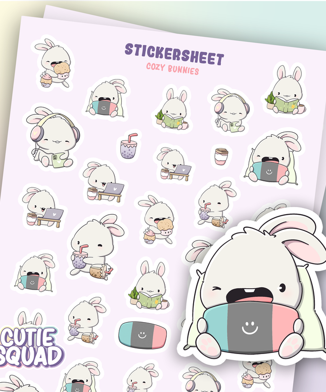 Stickervel Cozy Bunnies - CutieSquad - CuteStuff.nl