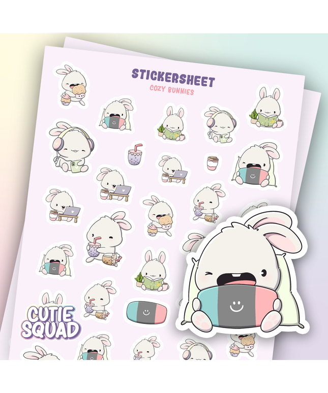 Stickervel Cozy Bunnies - CutieSquad - CuteStuff.nl