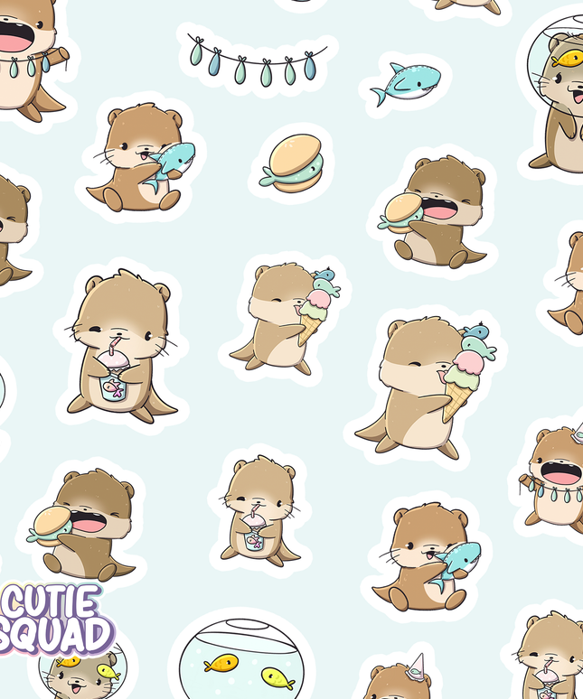 Stickervel Fishy Otters - CutieSquad - CuteStuff.nl
