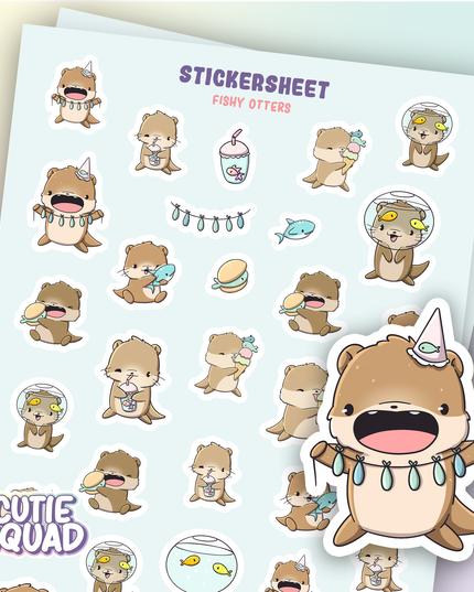 Stickervel Fishy Otters - CutieSquad - CuteStuff.nl