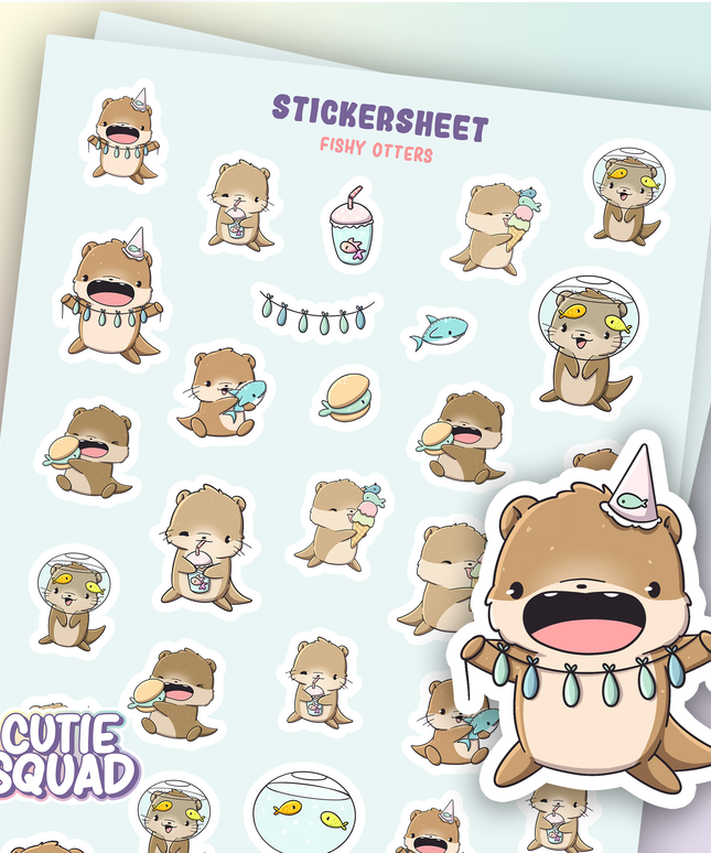 Stickervel Fishy Otters - CutieSquad - CuteStuff.nl