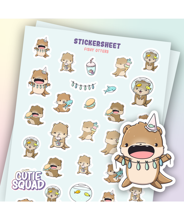 Stickervel Fishy Otters - CutieSquad - CuteStuff.nl