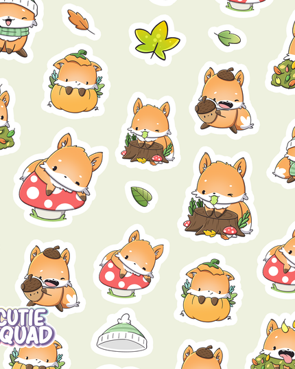 Stickervel Foxes in Fall II - CutieSquad - CuteStuff.nl
