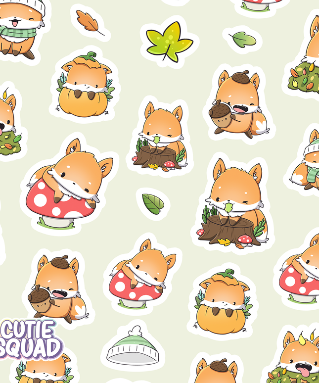 Stickervel Foxes in Fall II - CutieSquad - CuteStuff.nl