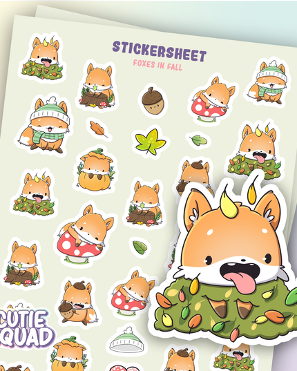 Stickervel Foxes in Fall II - CutieSquad - CuteStuff.nl