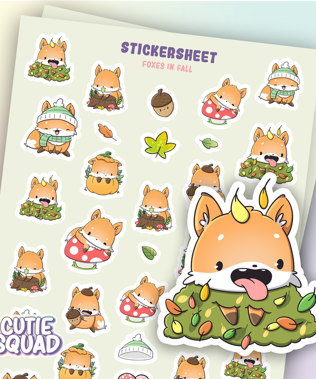 Stickervel Foxes in Fall II - CutieSquad - CuteStuff.nl