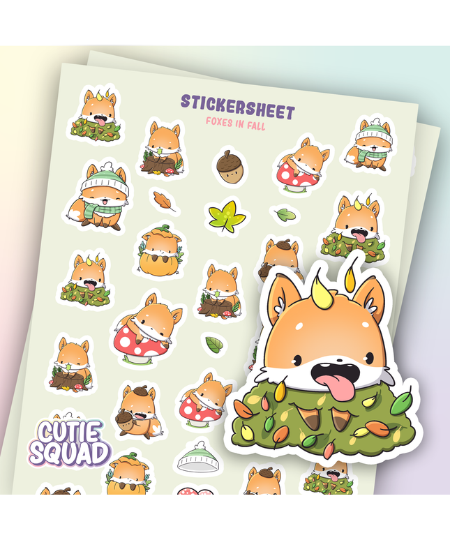 Stickervel Foxes in Fall II - CutieSquad - CuteStuff.nl