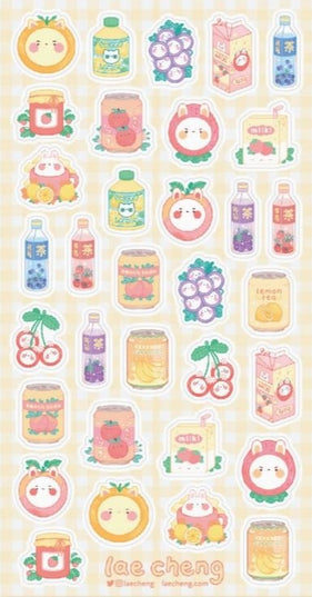 Stickervel Fruity Drinks - Stickii - CuteStuff.nl