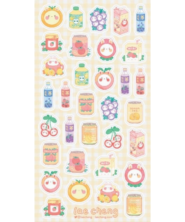 Stickervel Fruity Drinks - Stickii - CuteStuff.nl
