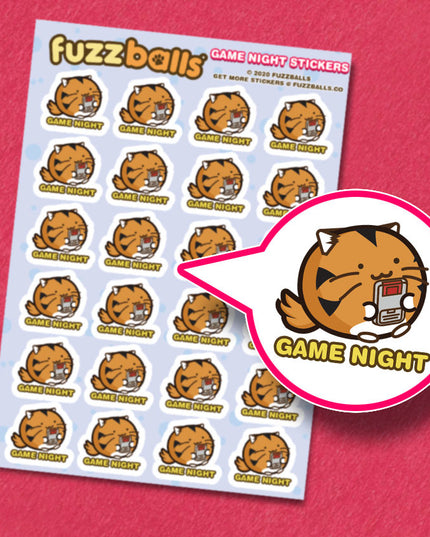 Stickervel Game night - Fuzzballs - CuteStuff.nl