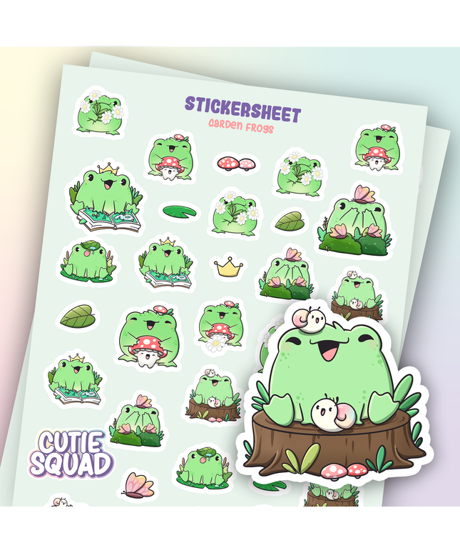 Stickervel Garden Frogs - CutieSquad - CuteStuff.nl