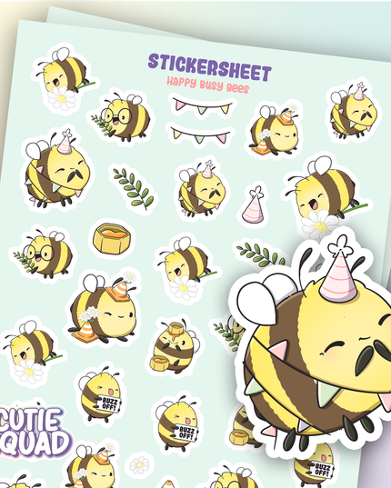 Stickervel Happy Busy Bees - CutieSquad - CuteStuff.nl
