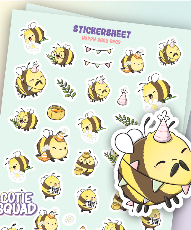 Stickervel Happy Busy Bees - CutieSquad - CuteStuff.nl