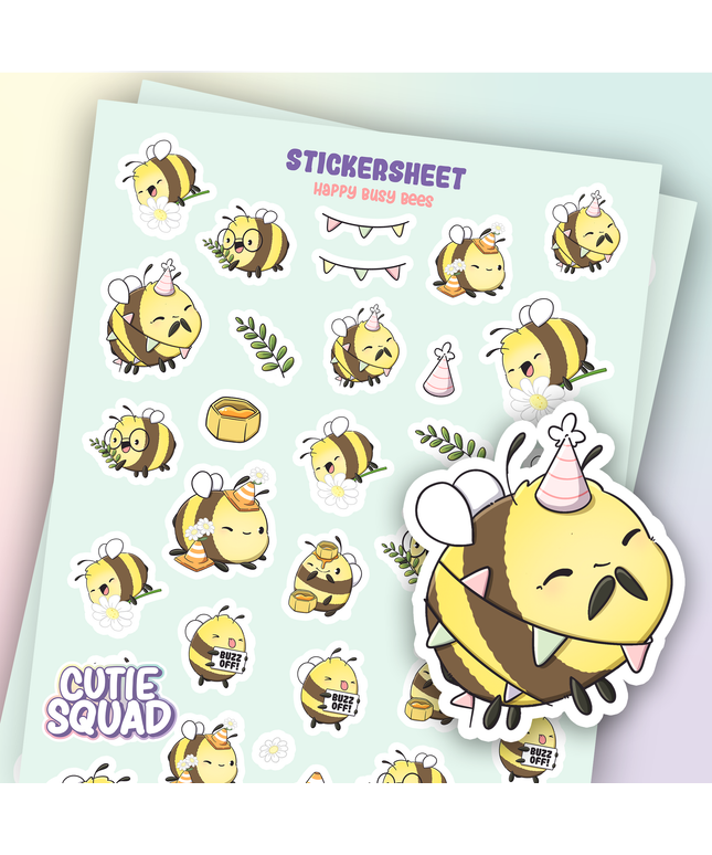 Stickervel Happy Busy Bees - CutieSquad - CuteStuff.nl