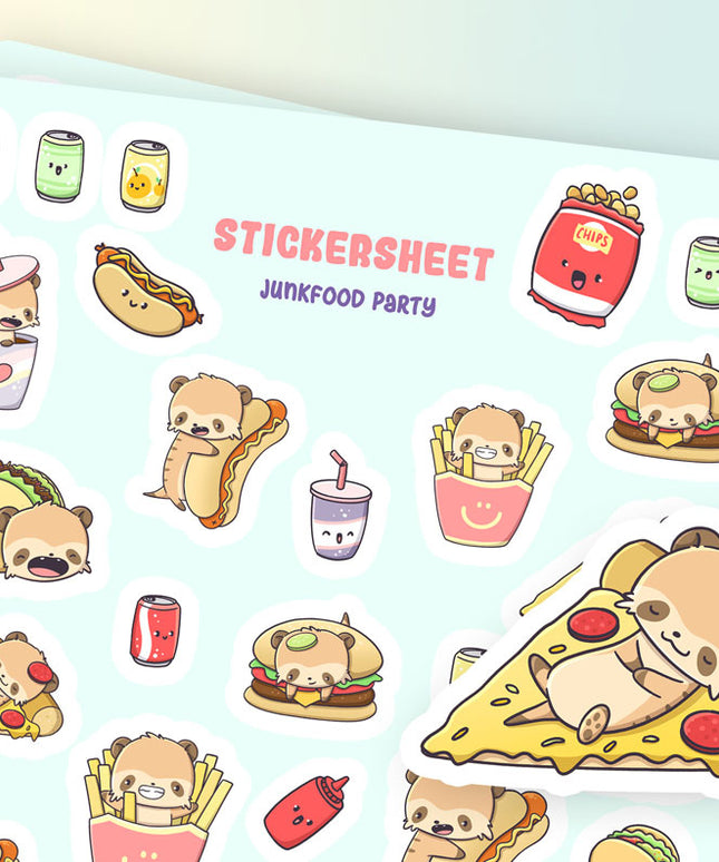 Stickervel Junkfood Party - CutieSquad - CuteStuff.nl
