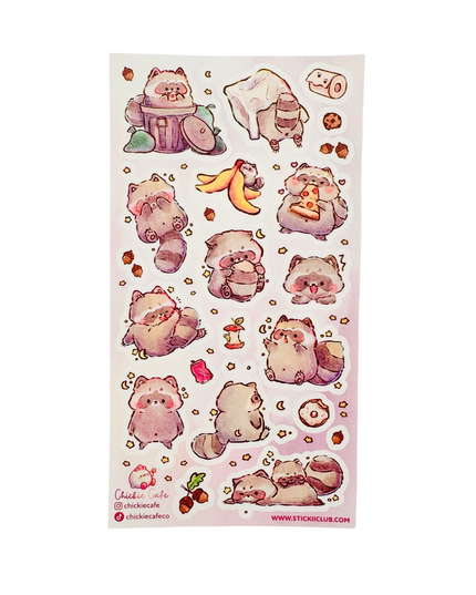 Stickervel Midnight Snack Raccoons - Stickii - CuteStuff.nl