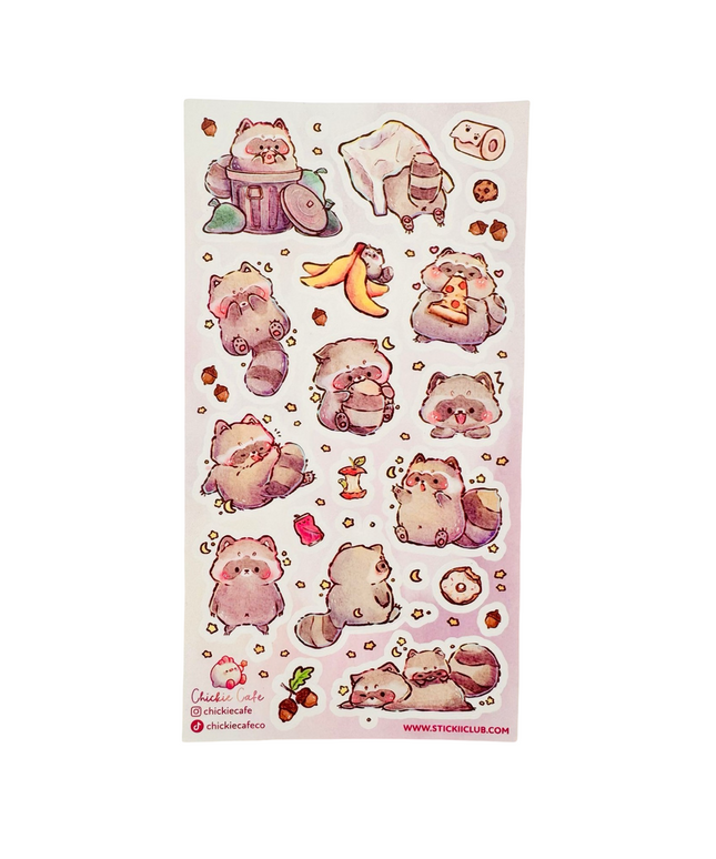 Stickervel Midnight Snack Raccoons - Stickii - CuteStuff.nl
