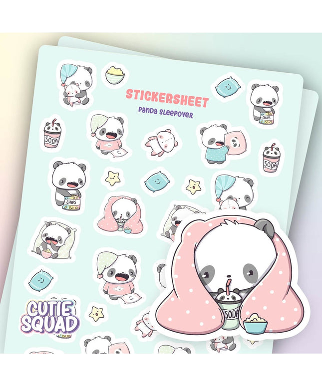 Stickervel Panda Sleepover - CutieSquad - CuteStuff.nl