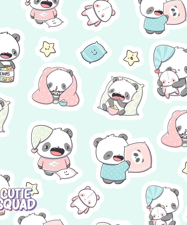 Stickervel Panda Sleepover - CutieSquad - CuteStuff.nl