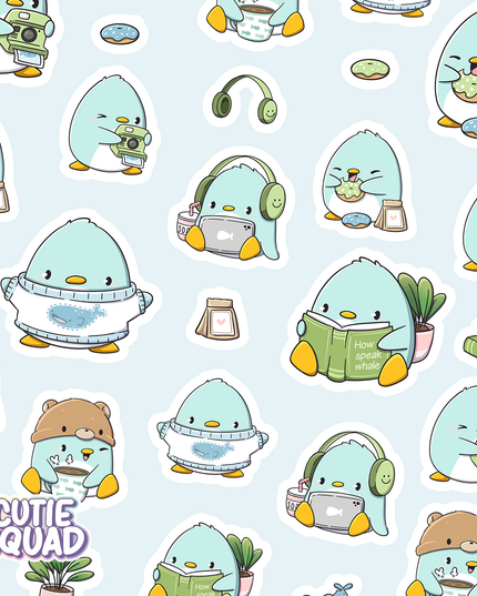 Stickervel Penguins and Whales - CutieSquad - CuteStuff.nl