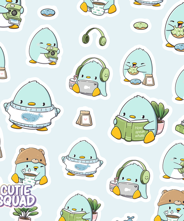 Stickervel Penguins and Whales - CutieSquad - CuteStuff.nl
