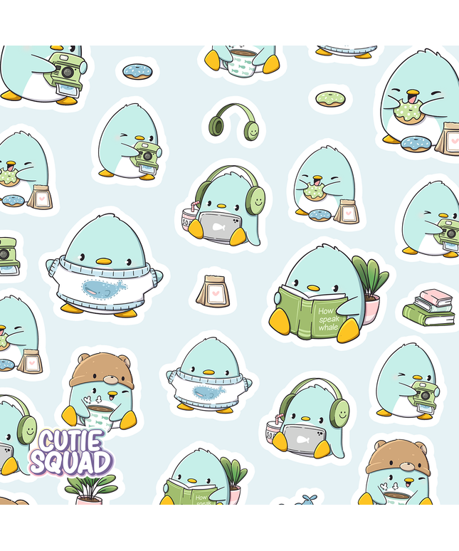 Stickervel Penguins and Whales - CutieSquad - CuteStuff.nl