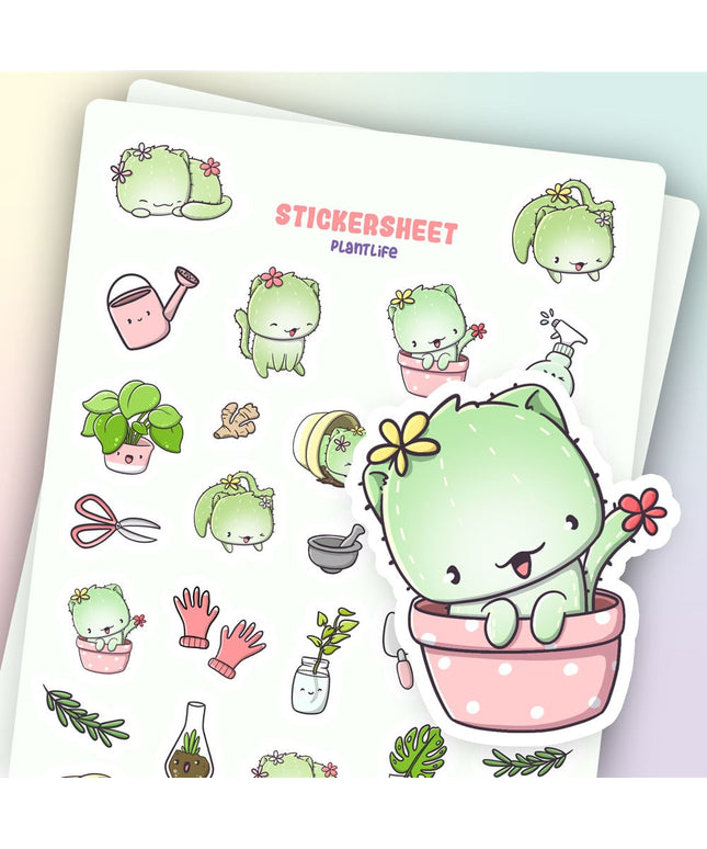 Stickervel Plant life Cactus Cats - CutieSquad - CuteStuff.nl