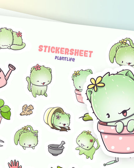 Stickervel Plant life Cactus Cats - CutieSquad - CuteStuff.nl