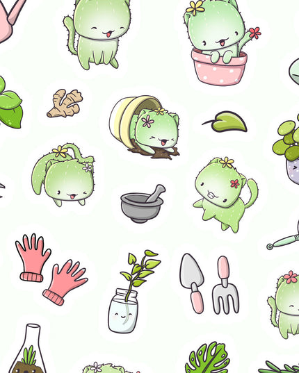 Stickervel Plant life Cactus Cats - CutieSquad - CuteStuff.nl