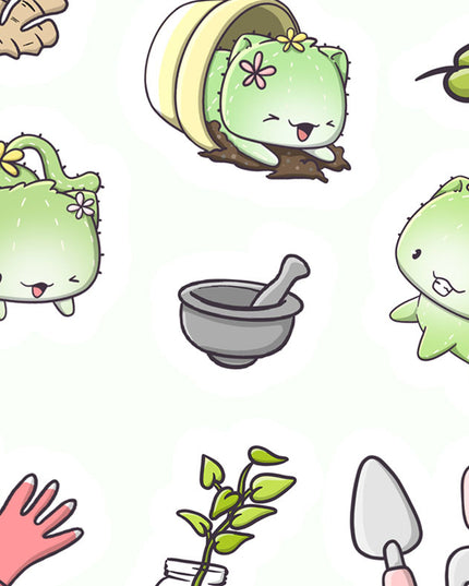 Stickervel Plant life Cactus Cats - CutieSquad - CuteStuff.nl
