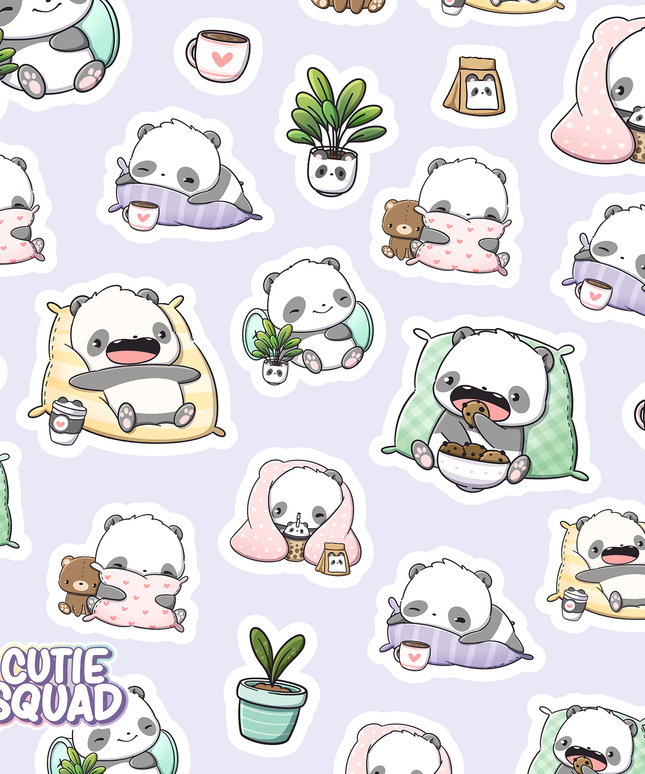 Stickervel Sleepy Pandas - CutieSquad - CuteStuff.nl
