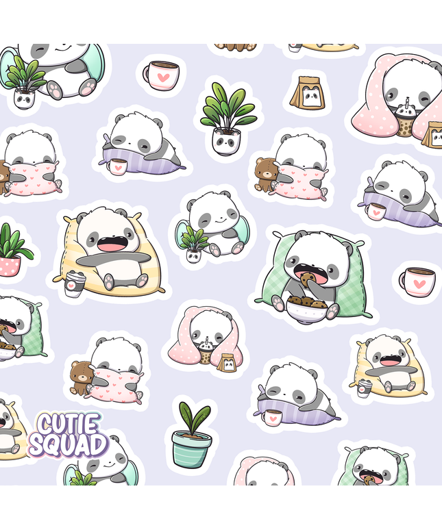 Stickervel Sleepy Pandas - CutieSquad - CuteStuff.nl