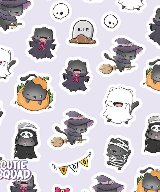 Stickervel Spooky Cats II - CutieSquad - CuteStuff.nl