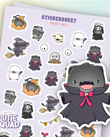Stickervel Spooky Cats II - CutieSquad - CuteStuff.nl