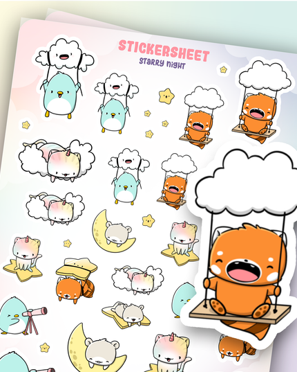 Stickervel Starry Night - CutieSquad - CuteStuff.nl
