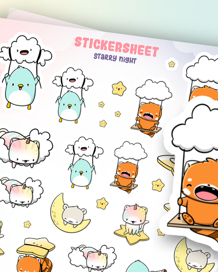 Stickervel Starry Night - CutieSquad - CuteStuff.nl