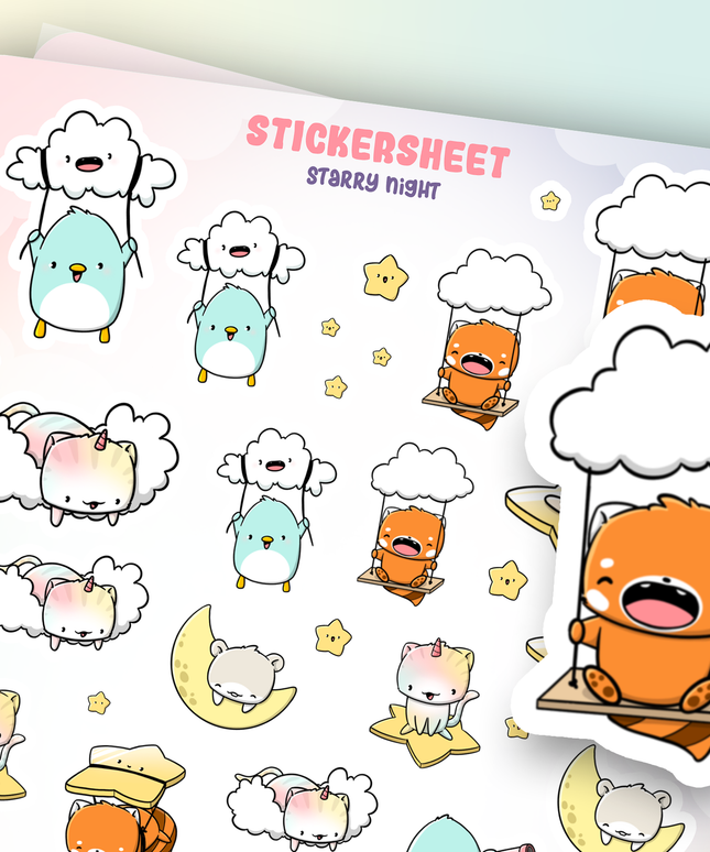 Stickervel Starry Night - CutieSquad - CuteStuff.nl