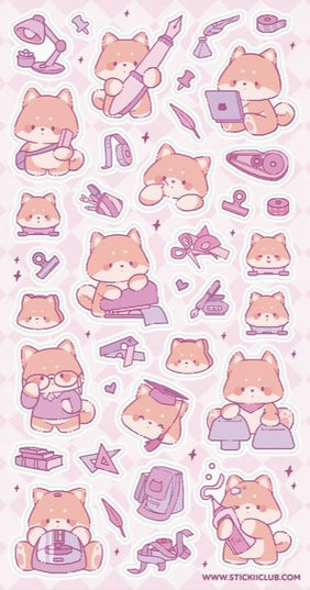 Stickervel Studious Shibas - Stickii - CuteStuff.nl