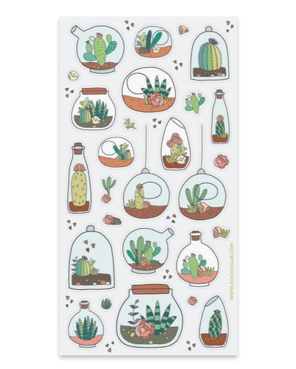 Stickervel Succulents in Bottles - Stickii - CuteStuff.nl
