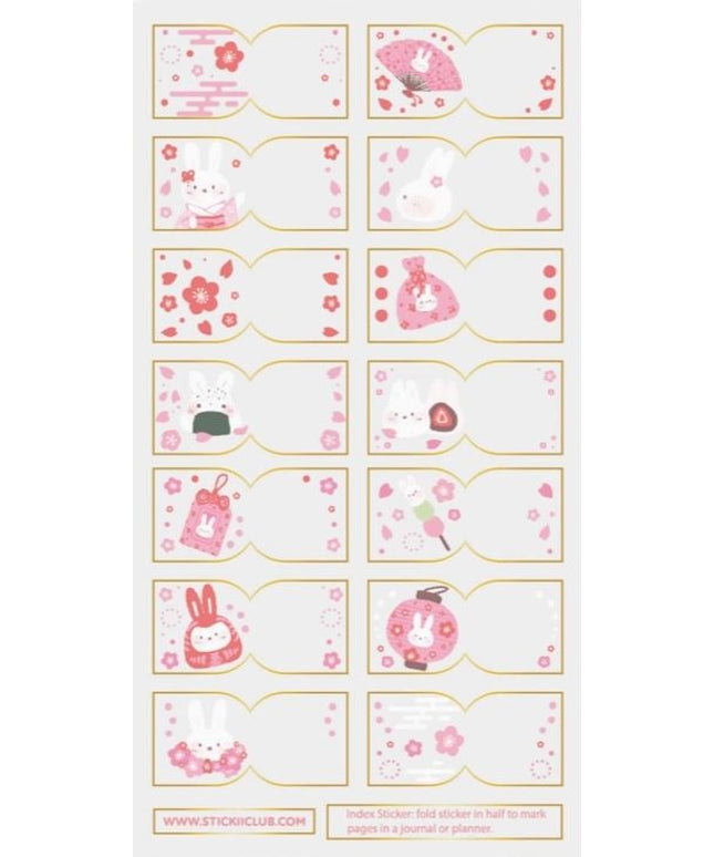 Stickervel Usagi Sakura Tabs - Stickii - CuteStuff.nl