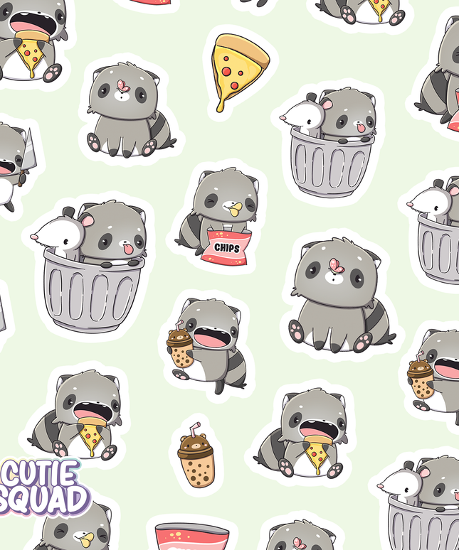 Stickervel Wacky Raccoons - CutieSquad - CuteStuff.nl
