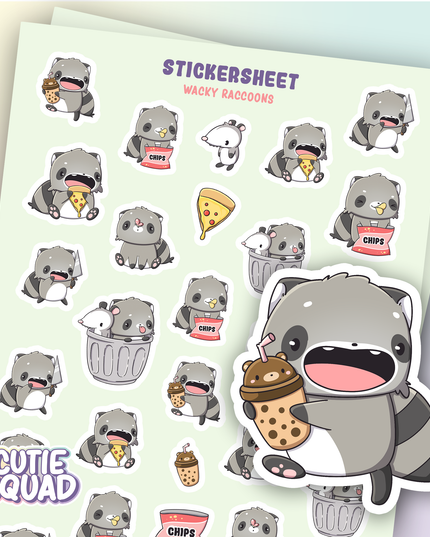 Stickervel Wacky Raccoons - CutieSquad - CuteStuff.nl