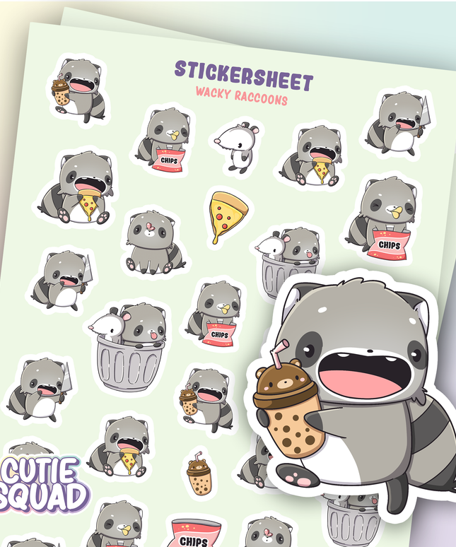 Stickervel Wacky Raccoons - CutieSquad - CuteStuff.nl