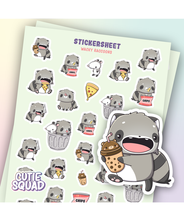 Stickervel Wacky Raccoons - CutieSquad - CuteStuff.nl