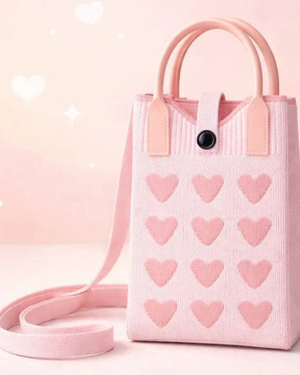 Telefoontasje - Pixie Bag Pink Hearts - CuteStuff.nl