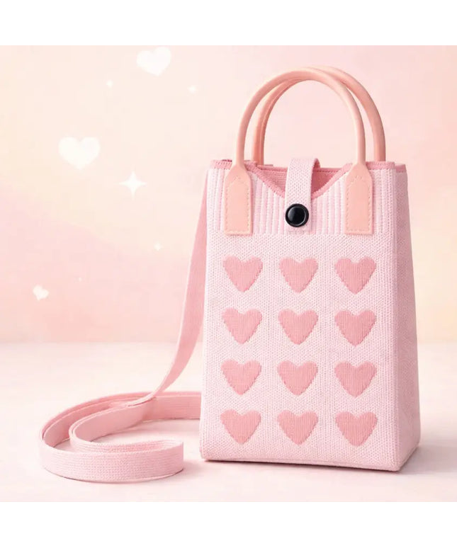 Telefoontasje - Pixie Bag Pink Hearts - CuteStuff.nl